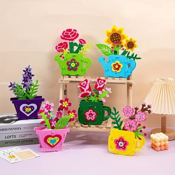 Actual product image Activity Board DIY flower pot, flower craft kit, potted plant arts and crafts toy, non-woven nursery