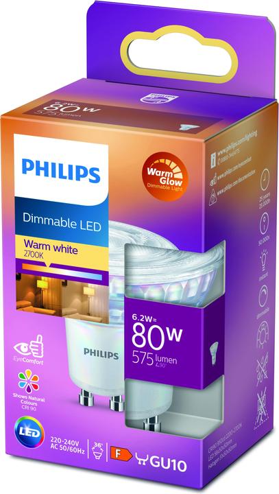 Productafbeelding Philips Spot (GU10, 6.20 W, 575 lm, 1 x, F)