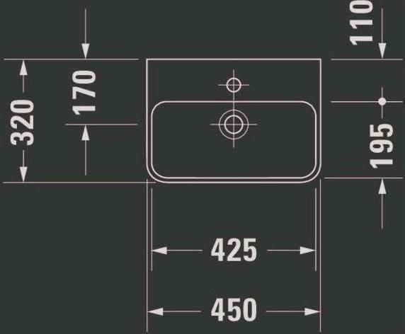 Produktbild Duravit Handwaschbecken ME by Starck m ÜL m HLB 450x320mm 1 HL we seidenmatt (320 mm, 450 mm)