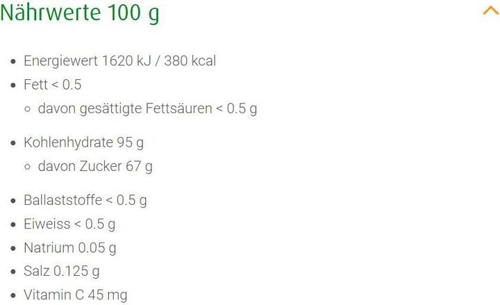 Valori nutrizionali e ingredienti A. Vogel Caramelle alla salvia (1 pz., 75 g)