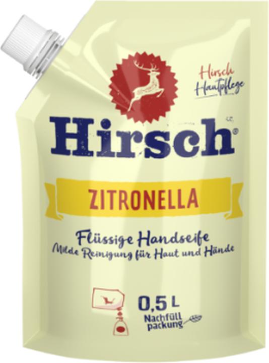 Immagine prodotto Hirsch Zitronella Flüssigseife refill Beutel 500 ml (Sapone liquido, 500 ml)