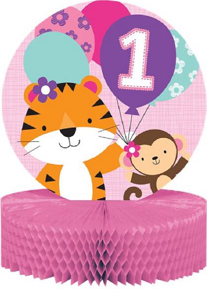 Image du produit Creative Party Centre de table 1er anniversaire fille animaux