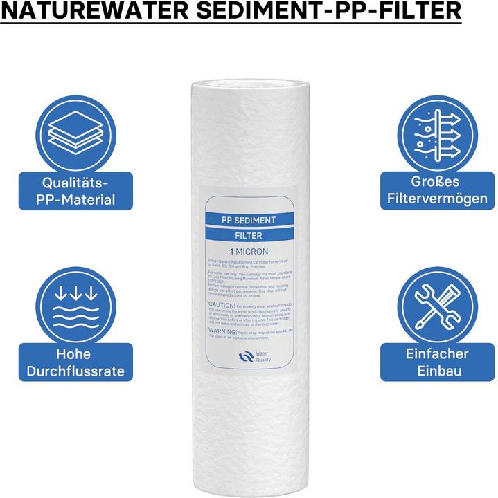 Image du produit Wiltec Naturewater PP Sedimentfilter 10" 254mm 1µ Ersatz Wasserfilter Trinkwasserfilter