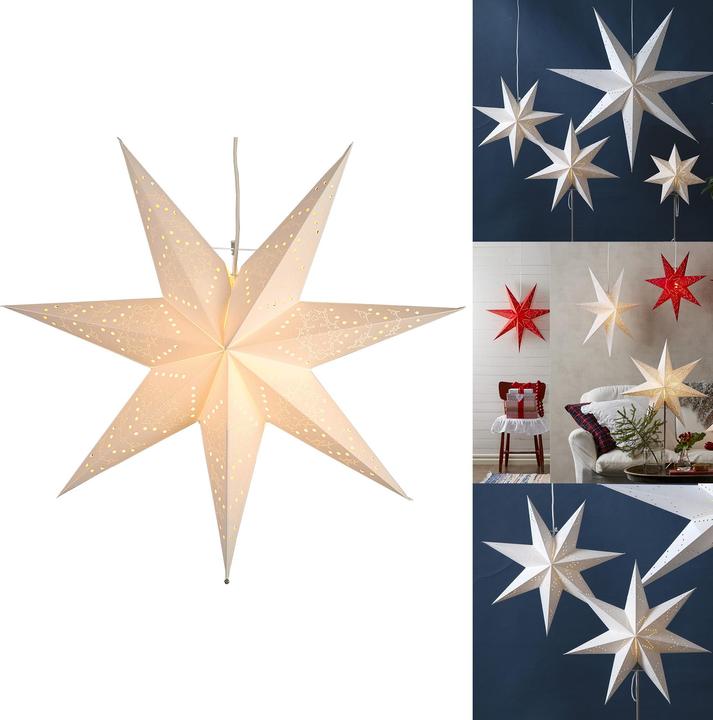 Image du produit Star Trading Étoiles en papier à suspendre | Fenêtre poinsettia | Étoile en papier illuminée | Poins