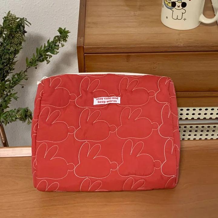 Produktbild Only-Bags.Store Gesteppte Baumwolle Flip Kosmetiktasche Fälle Makeup Pouch Travel Organizer Lagerung Taschen mit