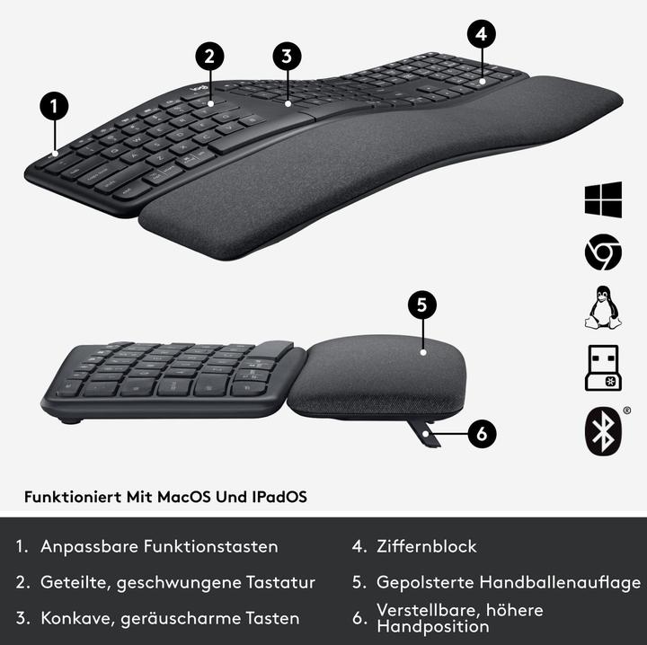 Actual product image Logitech Ergo K860 Split Keyboard for Business (CH, Wireless)