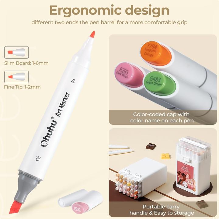 Image du produit Ohuhu Marqueurs d'art Kaala (Multicolore, 6 mm, 24 x)