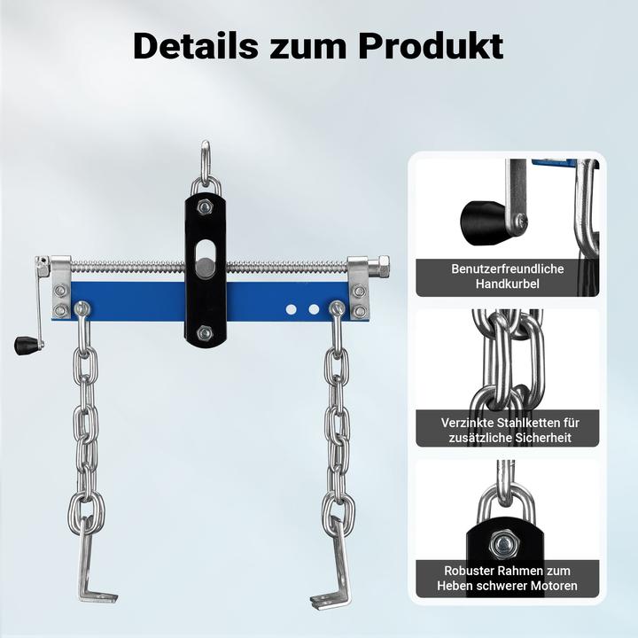 Actual product image Wiltec Balancierer bis 680kg Getriebeheber Stahl Motorheber Werkstattkran