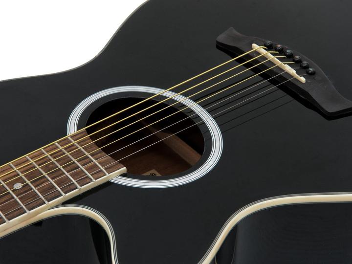 Dimavery AW-400 acoustic guitar LH, black (Western guitar)