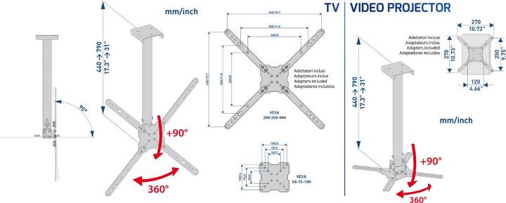 Actual product image Meliconi SlimStyle 400CE TV ceiling mount for 1465 (Ceiling)