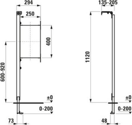 Produktbild Laufen CH1 Installationssystem, für Griff- und Haltesysteme, links, 295x135x1120mm, H8926670000001