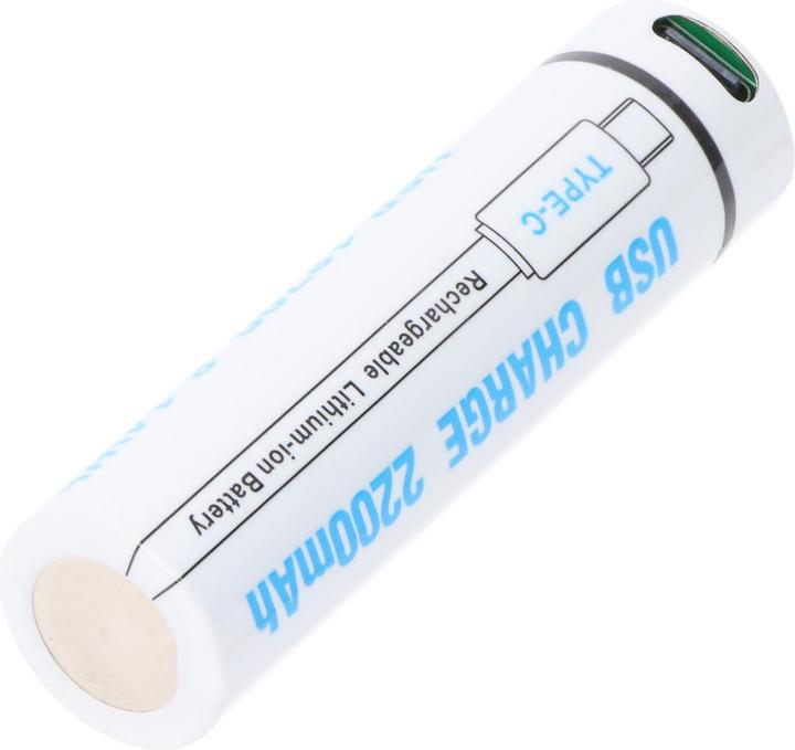Produktbild AccuCell Rundzelle 18650, Li-ion, 3,7V, 2200mAh, 8,1Wh, mit USB-C Charging Port (1 Stk., 2200 mAh)