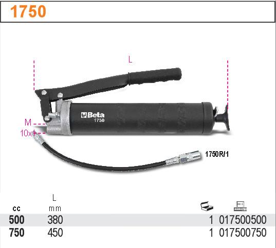 Image du produit BETA 1750 Pistolet à graisse à levier, accessoires d'atelier de haute qualité, levier à main pour