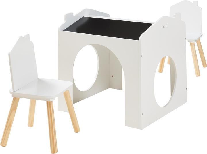 Produktbild En.Casa Zeichentisch für Kinder Romso Kindertischset mit 2 Stühlen Weiss (Kindersitzgruppe)
