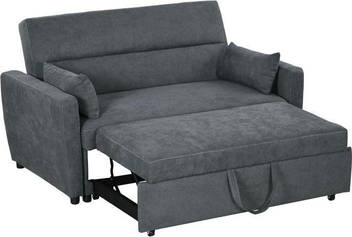 Produktbild Swisshandel24 Schlafsofa, 2-Sitzer, ausklappbar, bis 200 kg, Holzrahmen, 155x90x88,5cm, Dunkelgrau (2-Sitzer)