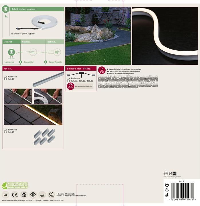 Immagine prodotto Paulmann Striscia LED Plug & Shine (Bianco caldo, 500 cm, Esterno)