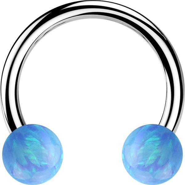 Immagine prodotto Star Piercing Micro Circular Barbell argento con due sfere opale azzurro (Acciaio chirurgico 316L, senza ottone)