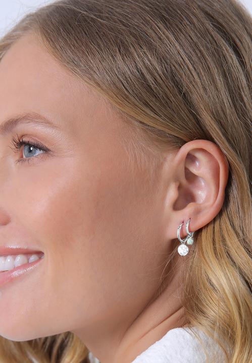 Image du produit Elli Boucles d'oreilles créoles plaquettes opale pierre précieuse set de 2 pièces 925 argent (Opale Synthétique, Argent sterling 925)