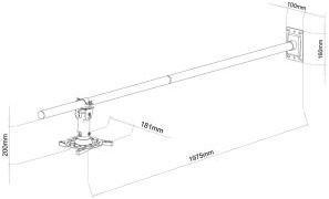 Art RAMP P-106B Holder Wall 100-200cm DO PROJECTORA P-106B 15KG juoda (Wall)