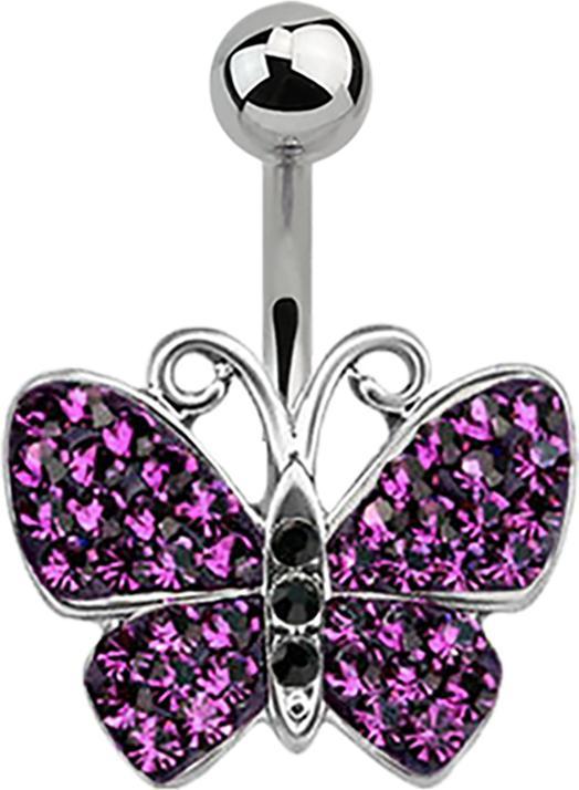 Image du produit Star Piercing Banane argent Papillon violet (sans laiton, Acier chirurgical 316L)