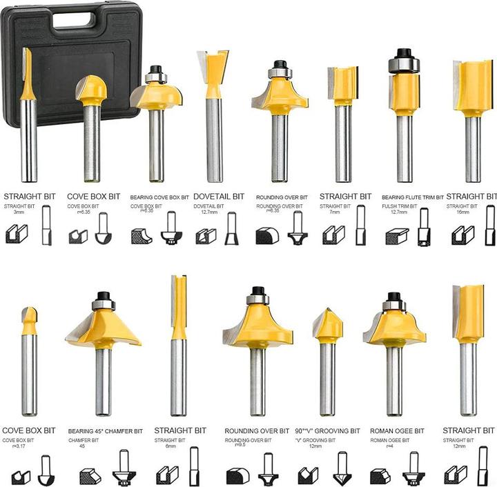 Actual product image Anesty 15tlg. Fräser Set für Oberfräsen