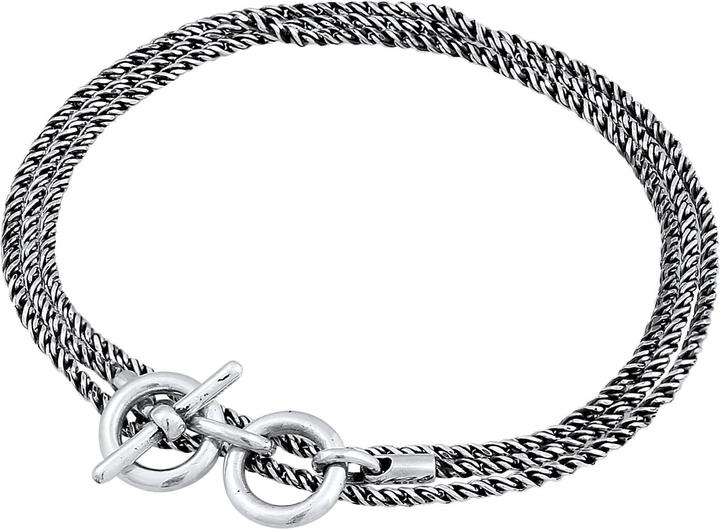 Produktbild Kuzzoi Armband Männer Kordelkette T-Bone Oxidiert 925 Silber (19 cm, 925er Sterling Silber)