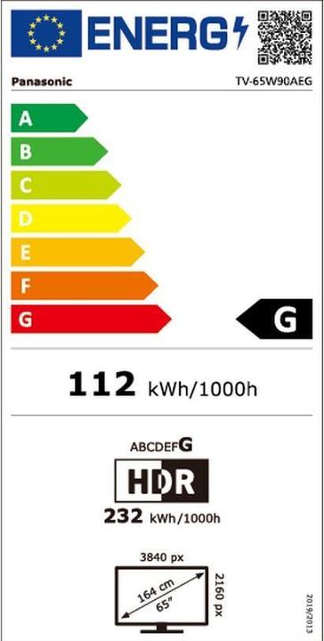 Energy Label Panasonic TV-65W90AEG (65", LCD, 4K, 2024)
