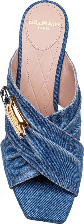 Produktbild Balmain safety mule in denim fabric with applied pin (38)