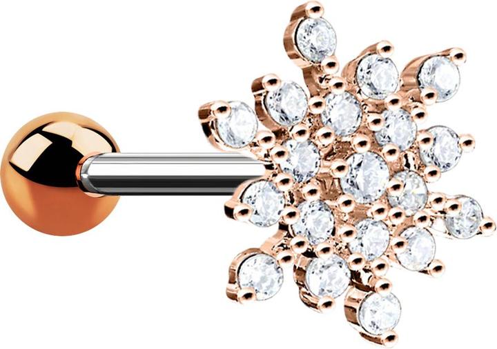 Immagine prodotto Star Piercing Micro Barbell rosegold Schneeflocke mit Kristallen (Acciaio chirurgico 316L, Ottone)