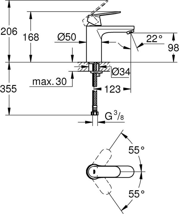Actual product image Grohe Eurosmart Cosmopolitan single-lever basin mixer M-Size