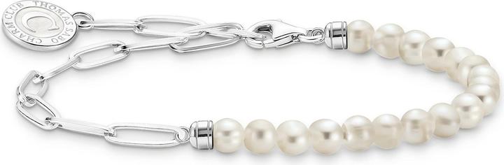 Produktbild Thomas Sabo Charm Armband mit Weissen Perlen und Kettengliedern Silber (19 cm, 925er Silber, Emaille)