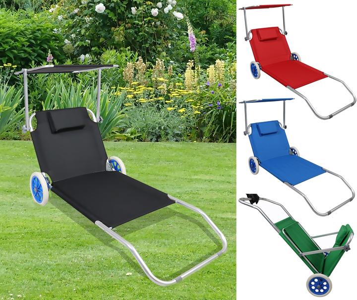 Actual product image VCM Sun lounger with wheels and sun canopy (165 cm)