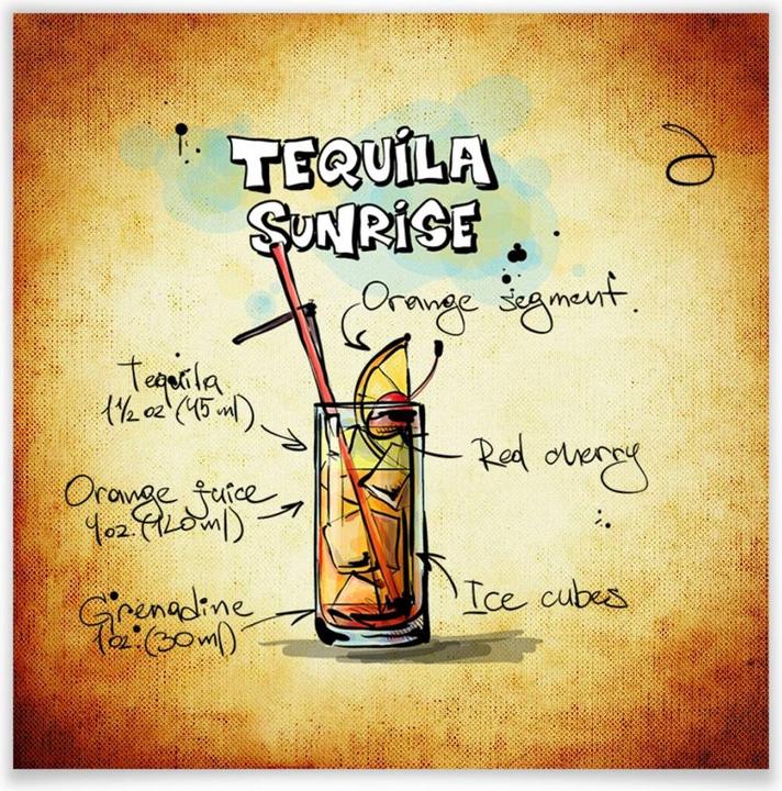 Produktbild Trenddeko Tequila Sunrise - Rezept (30 x 30 cm)