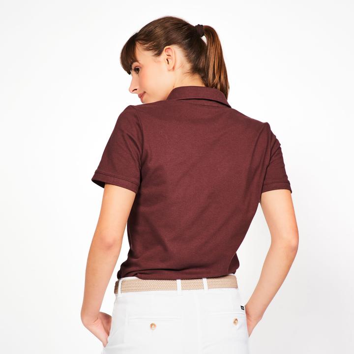 Produktbild Inesis Damen Golf Poloshirt kurzarm Baumwolle - MW500 dunkelbraun (S)