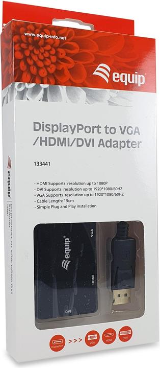 Productafbeelding equip Displaypoort->HDMI/VGA/DVI Adapter St/Bu (DVI, 1.50 cm)