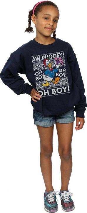 Actual product image Disney Girls Donald Duck Christmas Fair Isle Sweatshirt (116)