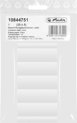 Actual product image Herlitz Blank inscription labels, (W)60 x (H)21 mm, whiteá