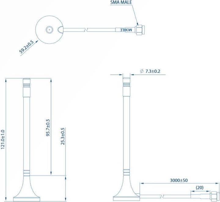 Produktbild Teltonika PR1KS210 - Magnetische Mobilfunk-SMA-Antenne (GSM, 3G)