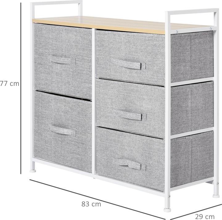 Immagine prodotto Homcom Cassettone in tessuto con 5 cassetti in tessuto (83 x 29 x 77 cm)