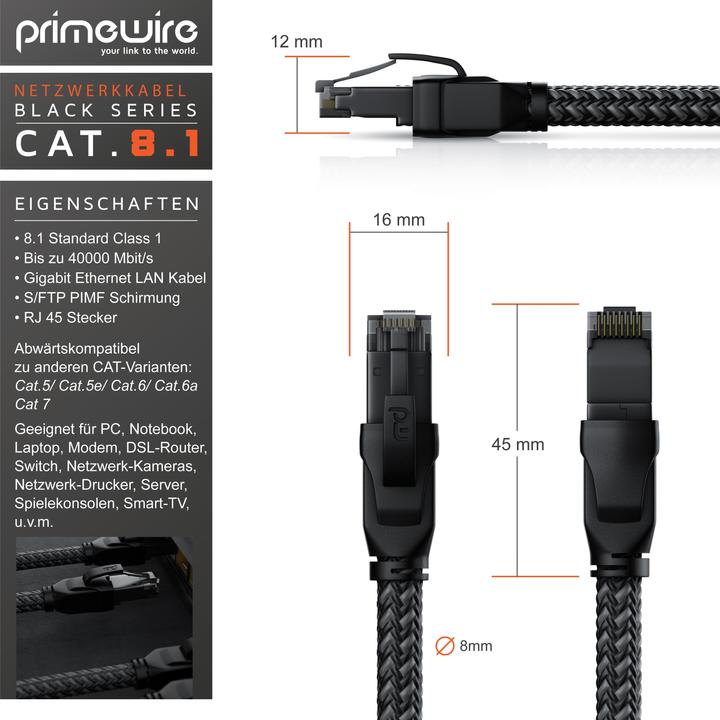 Actual product image Primewire Network cable CAT.8, RJ-45, Ethernet, patch cable CAT 8, Gigabit Ethernet 40 Gbit/s S/FTP LAN cable (S/FTP, CAT8.1, 3 m)