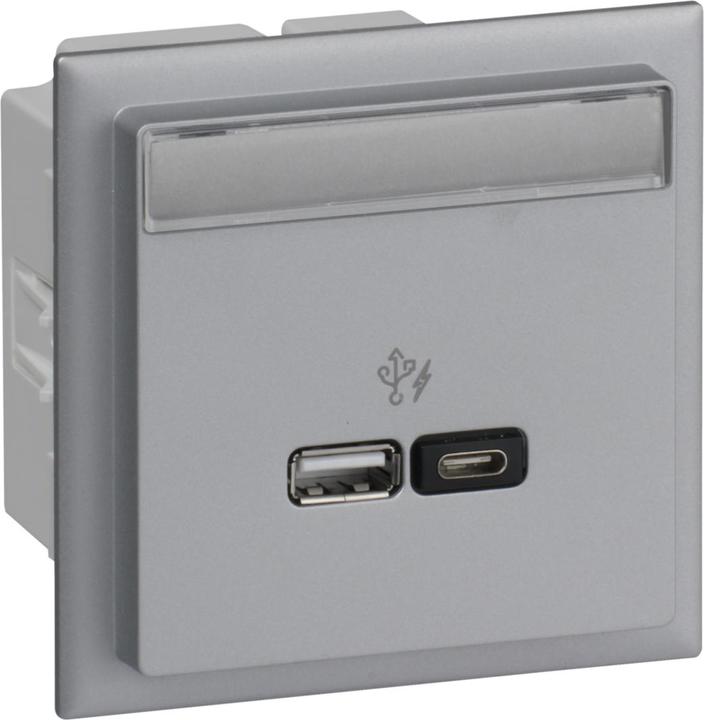 Schneider Electric SE INS60523 USB Ladestation A+C 2 Ausg. max. 2 Abdeckung Schriftfeld Alu
