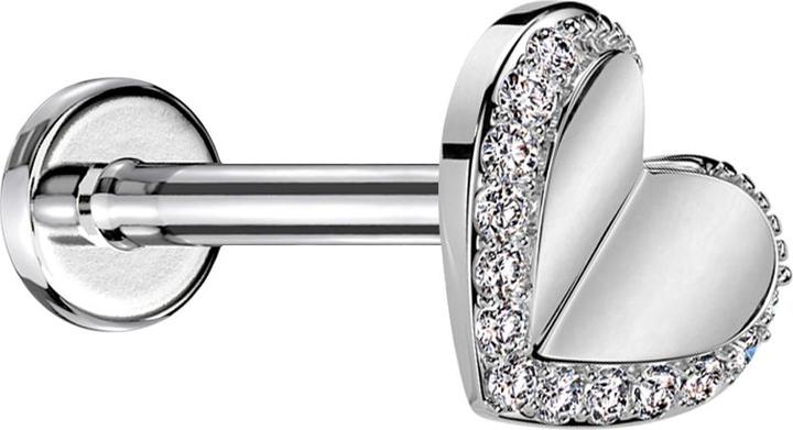 Immagine prodotto Star Piercing Micro Threadless Labret silber Herz silber Kristalle silber (Acciaio chirurgico 316L, Ottone)