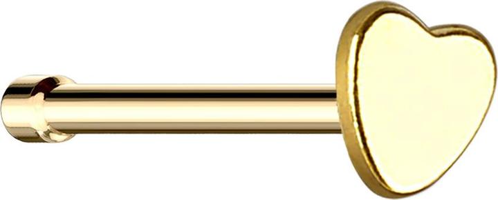 Star Piercing Nasenstecker gerade vergoldet mit Herz (ohne Messing, Chirurgenstahl 316L)