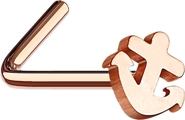 Immagine prodotto Star Piercing Nasenstecker gewinkelt rosegold mit Anker (senza ottone, Acciaio chirurgico 316L)