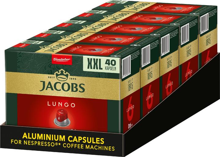 Image du produit Jacobs Capsules de café Lungo 6 Classico 5 x 40 pièces (1 x Port.)