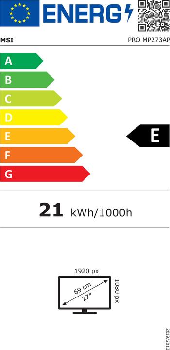 Energie-Label MSI PRO MP273APDE (1920 x 1080 Pixel, 27")