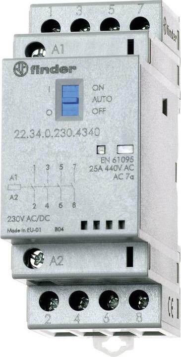 Produktbild Finder Installationsschütz Serie 22, 25 A 22.34.0.024.4640 2 Schliesser/2 Öffner (30/110/220 V) 25/5/1 A