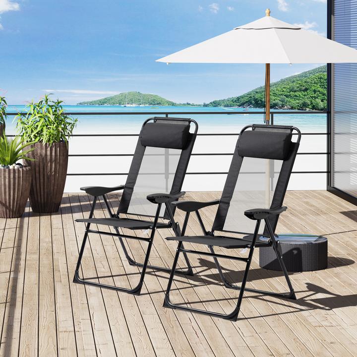 Image du produit Outsunny Kit chaise pliante avec coussin de nuque et dossier réglable