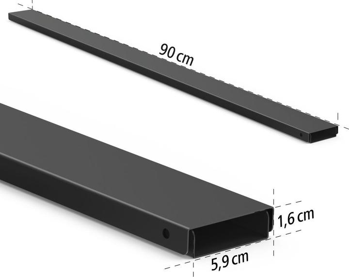 Produktbild Hama Kabelkanal aus Metall, magnetisch, 90 x 5,6 x 1,6 cm, Schwarz (Kabelkanal, 90 cm)