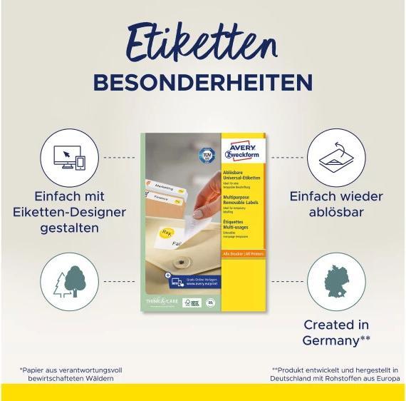 Actual product image Avery Universal-Etiketten, ablösbar